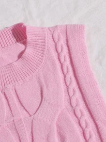 SHEIN Unity Chaleco jersey tejido de cable - Rosa Pálido - Ver 3