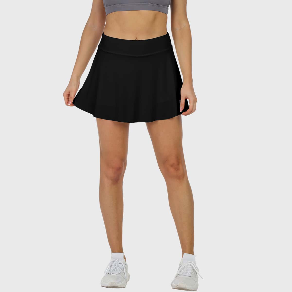 

Wide Waistband Sports Skort With Phone Pocket, Black