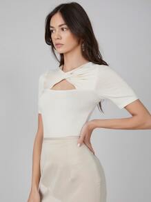 MOTF PREMIUM VISCOSE SLIM TWIST TOP - Beige - View 5