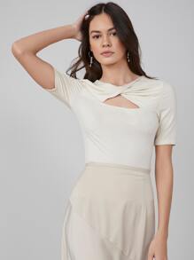 MOTF PREMIUM VISCOSE SLIM TWIST TOP - Beige - View 8