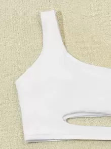 Tween Girl 树叶印花镂空单肩比基尼套装 夏日海滩 - 彩色 - 查看 5