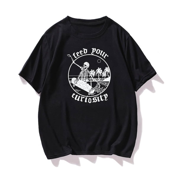 

Men Skull & Letter Graphic Tee, Black