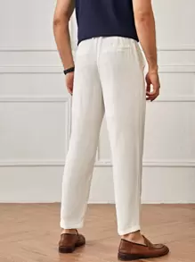 Manfinity VCAY Men Solid Pocket Side Belted Trousers - White - View 2