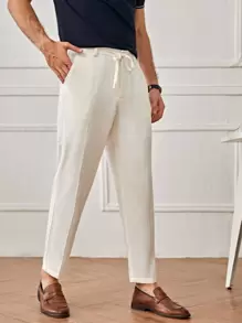 Manfinity VCAY Men Solid Pocket Side Belted Trousers - White - View 4