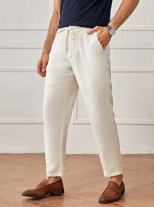 Manfinity VCAY Men Solid Pocket Side Belted Trousers - White - View 5