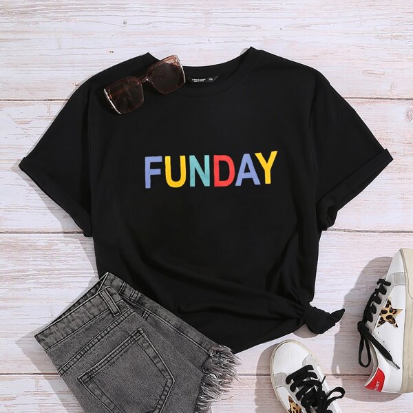 

Plus Colorful Letter Graphic Tee, Black