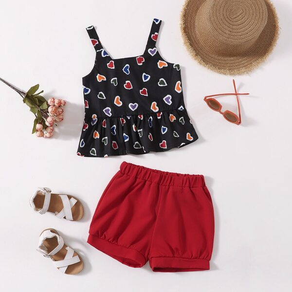

Toddler Girls Heart Print Cami Top & Shorts, Multicolor