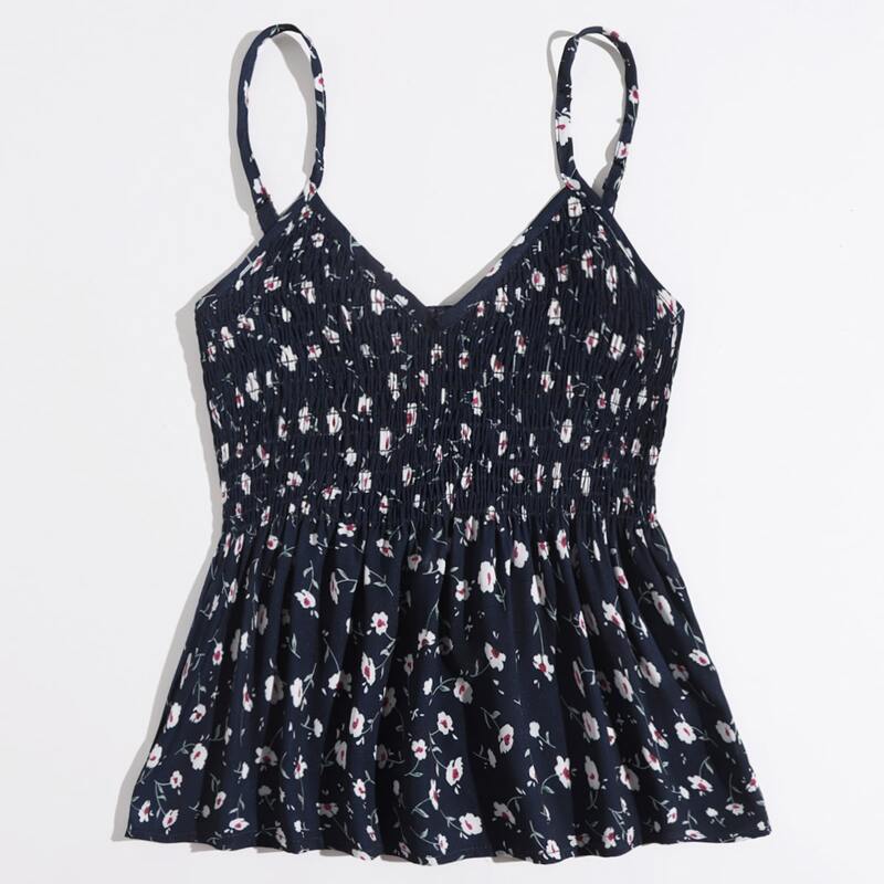 

Ditsy Flower Shirred Cami, Multicolor