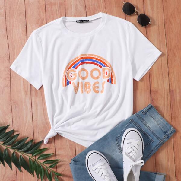 

Letter & Graphic Print Tee, White