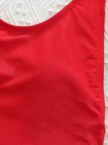 High Cut One Piece Swimsuit - Red - View 4