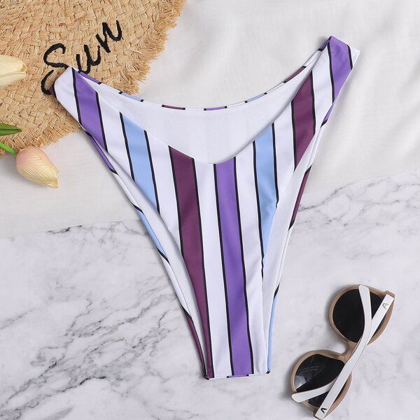 

Striped High Cut Bikini Panty, Multicolor