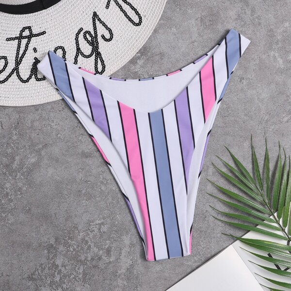 

Striped High Cut Bikini Panty, Multicolor