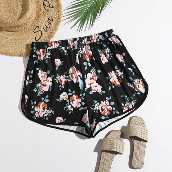 

Plus All Over Floral Print Track Shorts, Multicolor