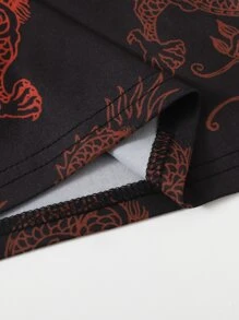 SHEIN Girls Chinese Dragon Print Tank Top - Black - View 3