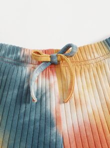 SHEIN Two-piece Outfit Anak Wanita Simpul Tie Dye Casual - MultiWarna - View 3