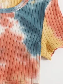 SHEIN Two-piece Outfit Anak Wanita Simpul Tie Dye Casual - MultiWarna - View 4