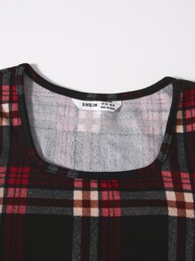 SHEIN Girls Tartan Print Dress - Multicolor - View 3