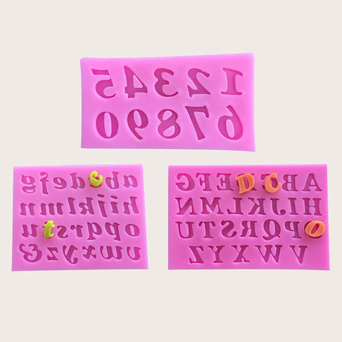 

3pcs Random Color Letter Chocolate Mold Set, Hot pink