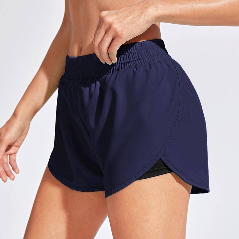 

2 In 1 Tulip Hem Athletic Shorts, Navy blue
