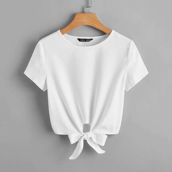 

Solid Knot Hem Tee, White