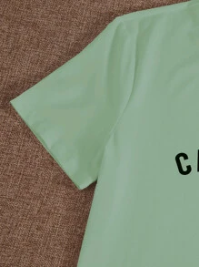 SHEIN Unity Number And Letter Graphic Tee - Green - View 3