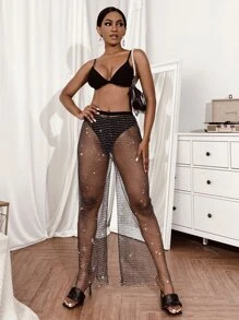 Quần cắt màu trơn Gợi cảm - màu đen - Xem 4