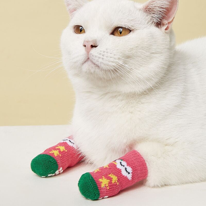 

2pairs Cartoon Star Knitted Pet Socks, Hot pink