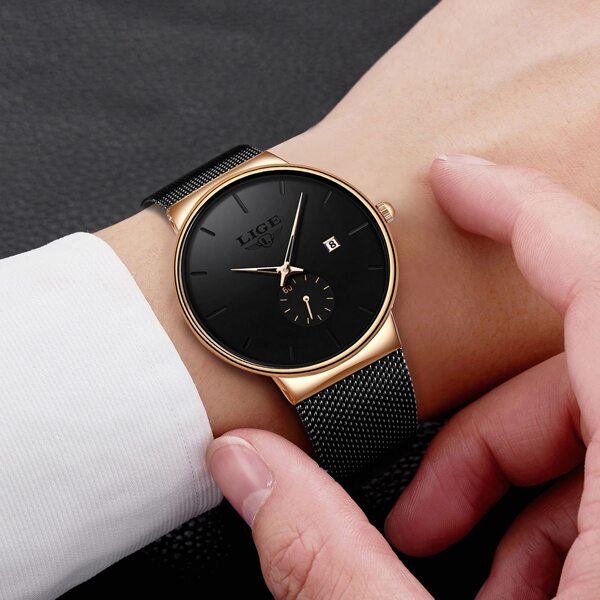 

Men Mesh Strap Date Round Pointer Quartz Watch