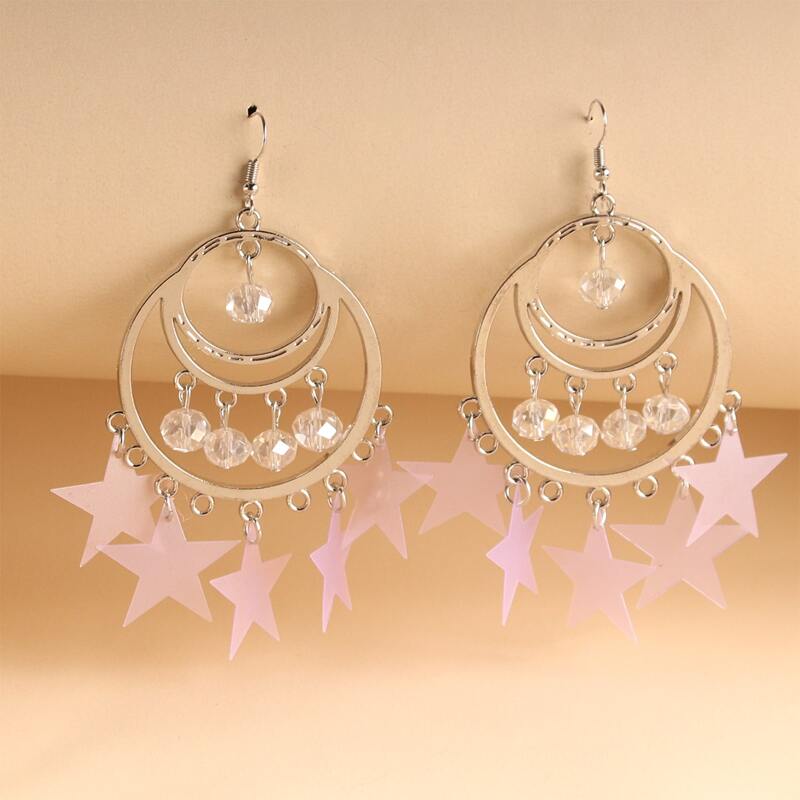 

1pair Star Design Drop Earrings, Multicolor