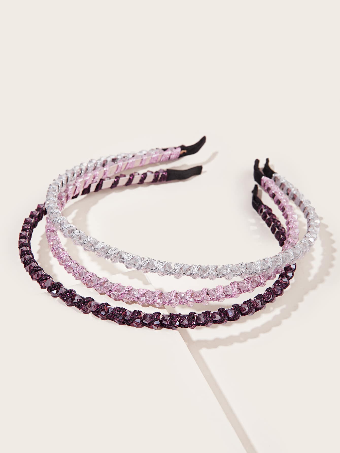 Royal 3pcs Elegant Rhinestone Beaded Hair Hoop, Simple & Versatile Headband For Going Out, Anti-Slip Headband For Washing Face,Hairband,Hair Hoop Headbands Hair Accessories Head Accessories