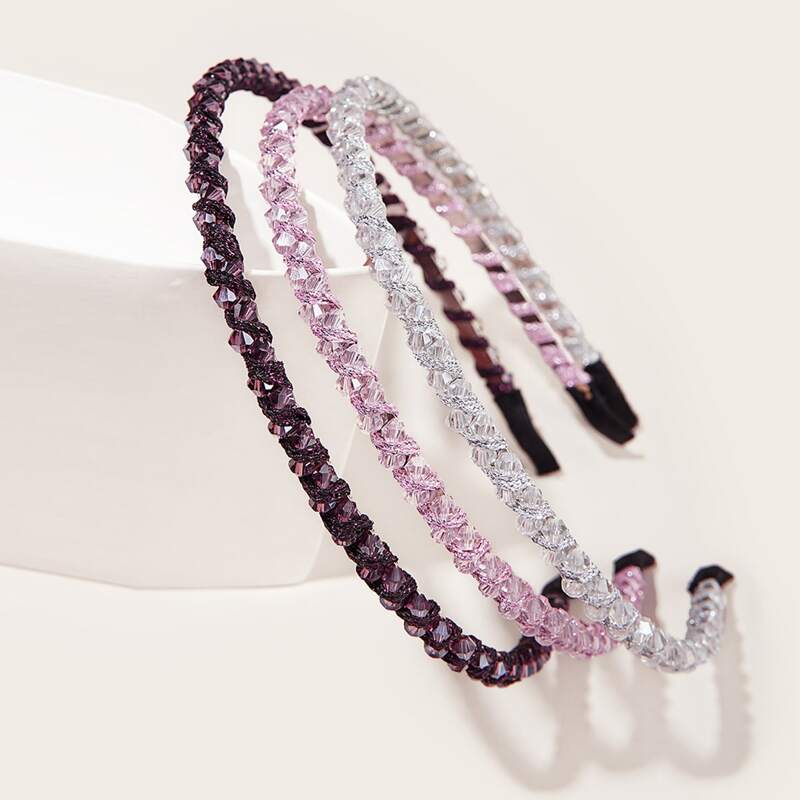 

3pcs Rhinestone Decor Headband, Multicolor
