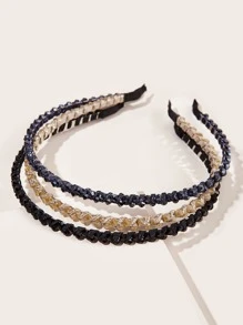 Bộ 3 băng đô mỏng, thanh lịch và đa năng, đính đá và hạt cườm, lý tưởng cho những buổi đi chơi, băng đô chống trượt khi rửa mặt, băng đô kiểu hoàng gia, băng đô cài tóc, phụ kiện tóc, phụ kiện đội đầu - Nhiều màu - Xem 2