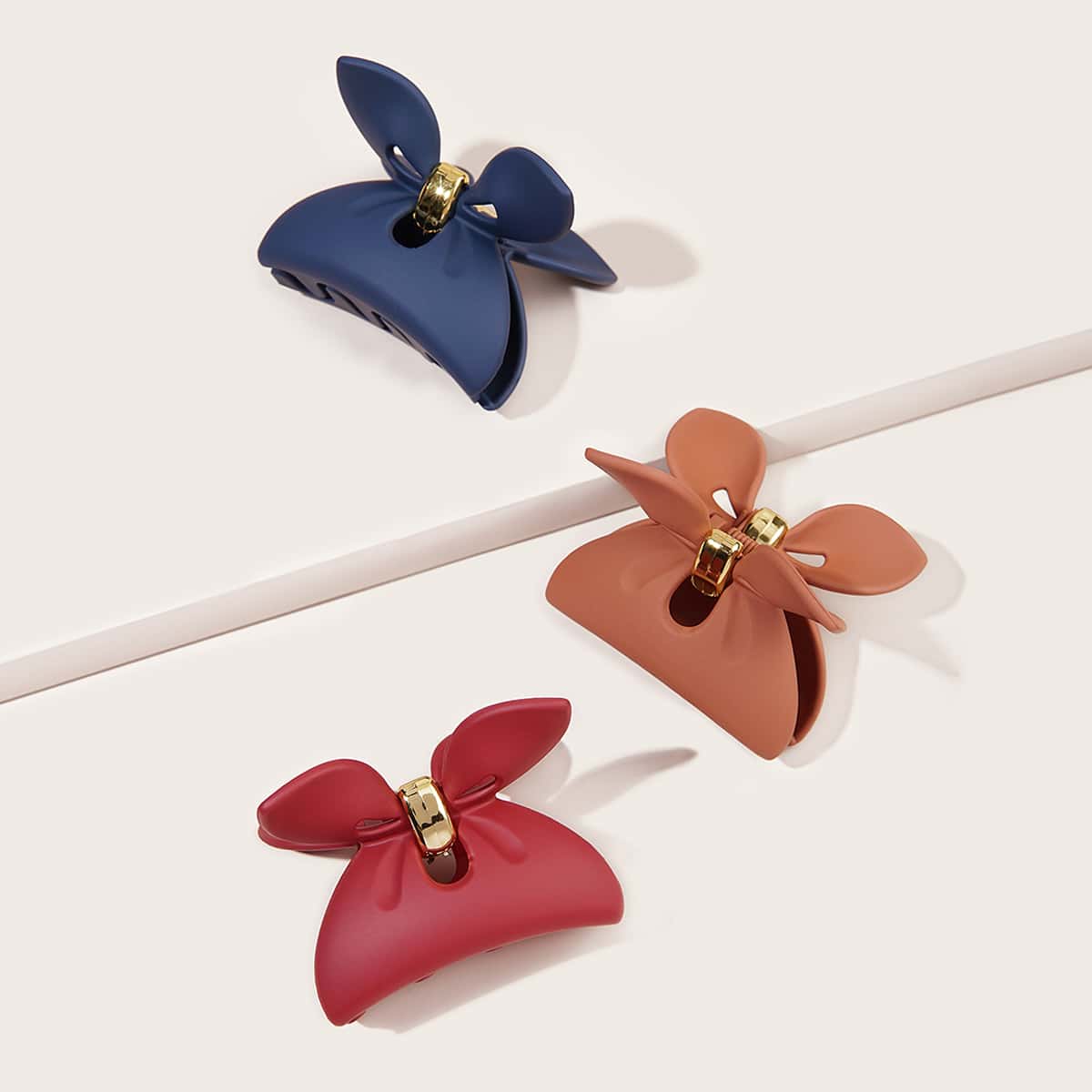 

3pcs Bow Design Hair Claw, Multicolor