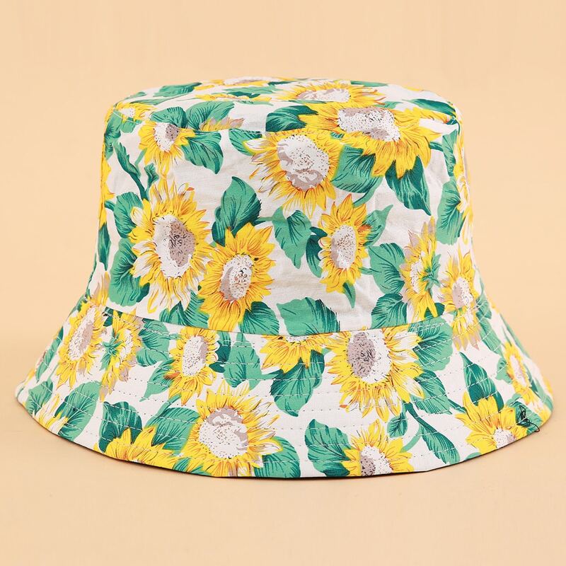 

Sunflower Print Bucket Hat, Multicolor