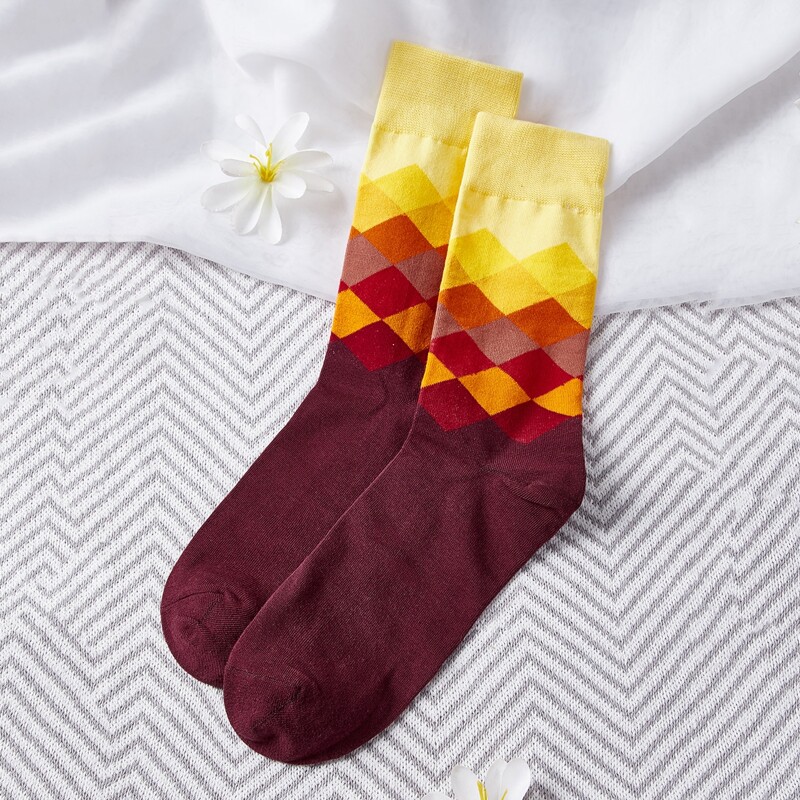 

Color Block Geometric Graphic Socks, Multicolor