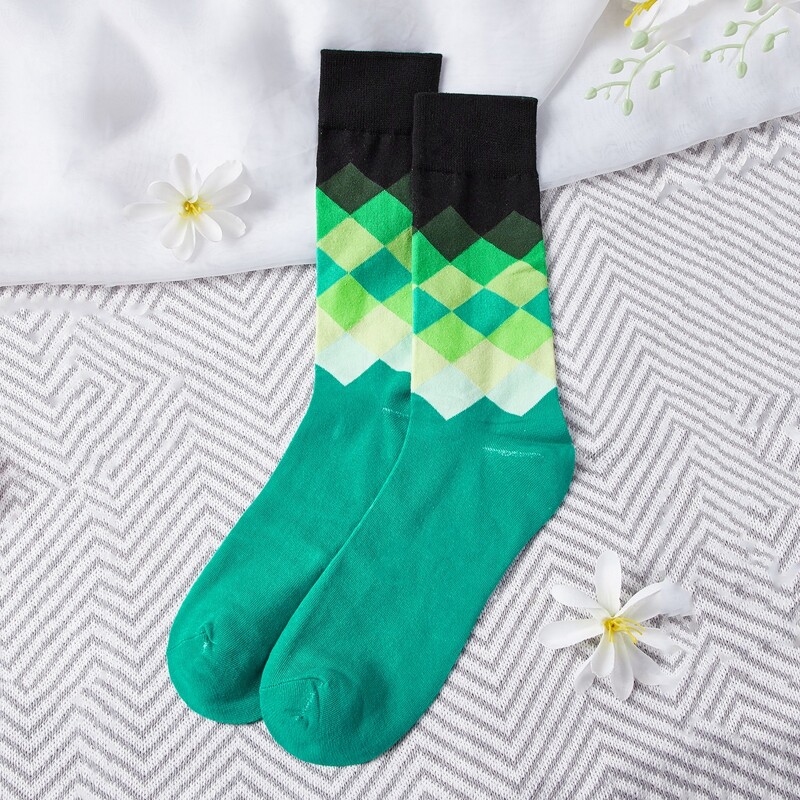 

Color Block Geometric Graphic Socks, Multicolor