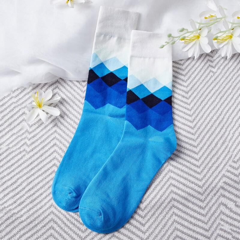 

Color Block Geometric Graphic Socks, Multicolor