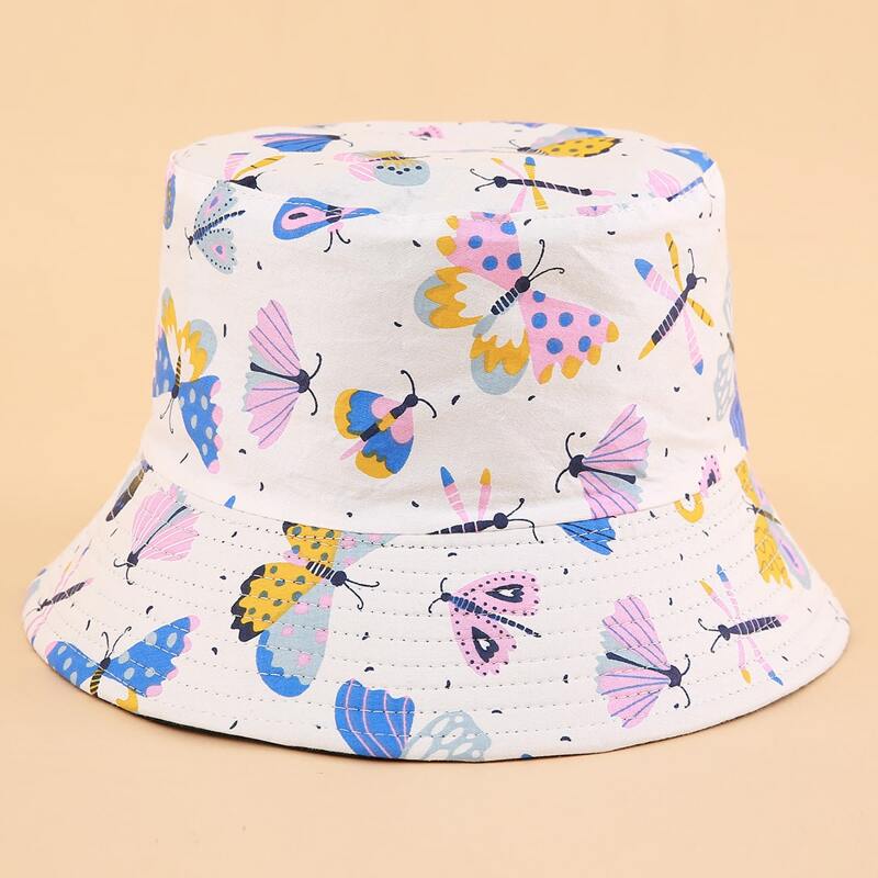 

Butterfly Print Bucket Hat, Multicolor