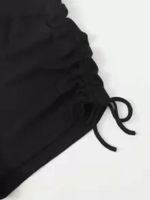 SHEIN EZwear Drawstring Ruched Solid Shorts