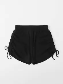 SHEIN EZwear Drawstring Ruched Solid Shorts