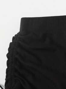 SHEIN EZwear Drawstring Ruched Solid Shorts