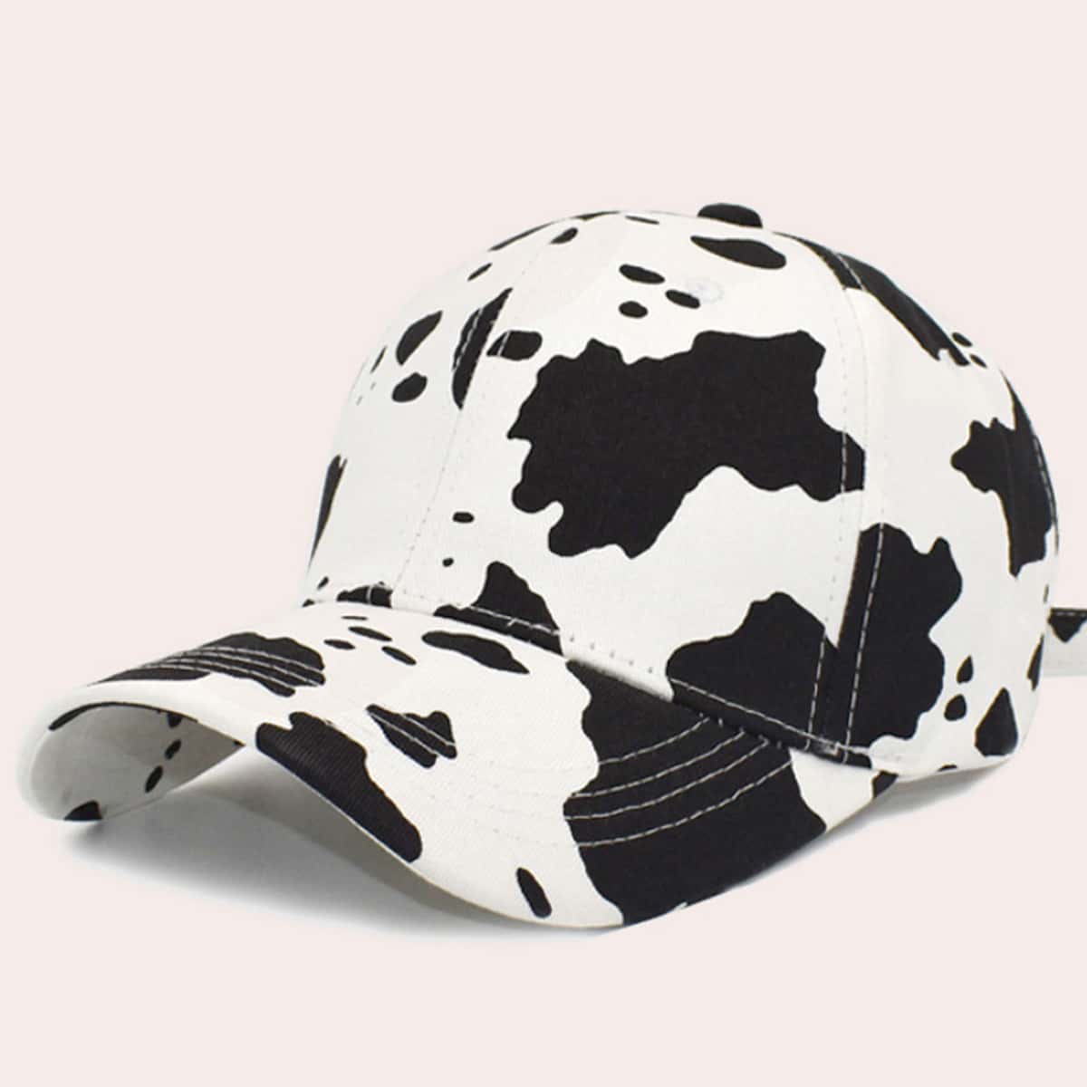 

Cow Print Baseball Cap, Black and white