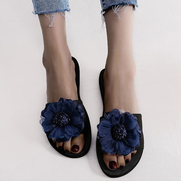 

Floral Decor Slides, Navy blue