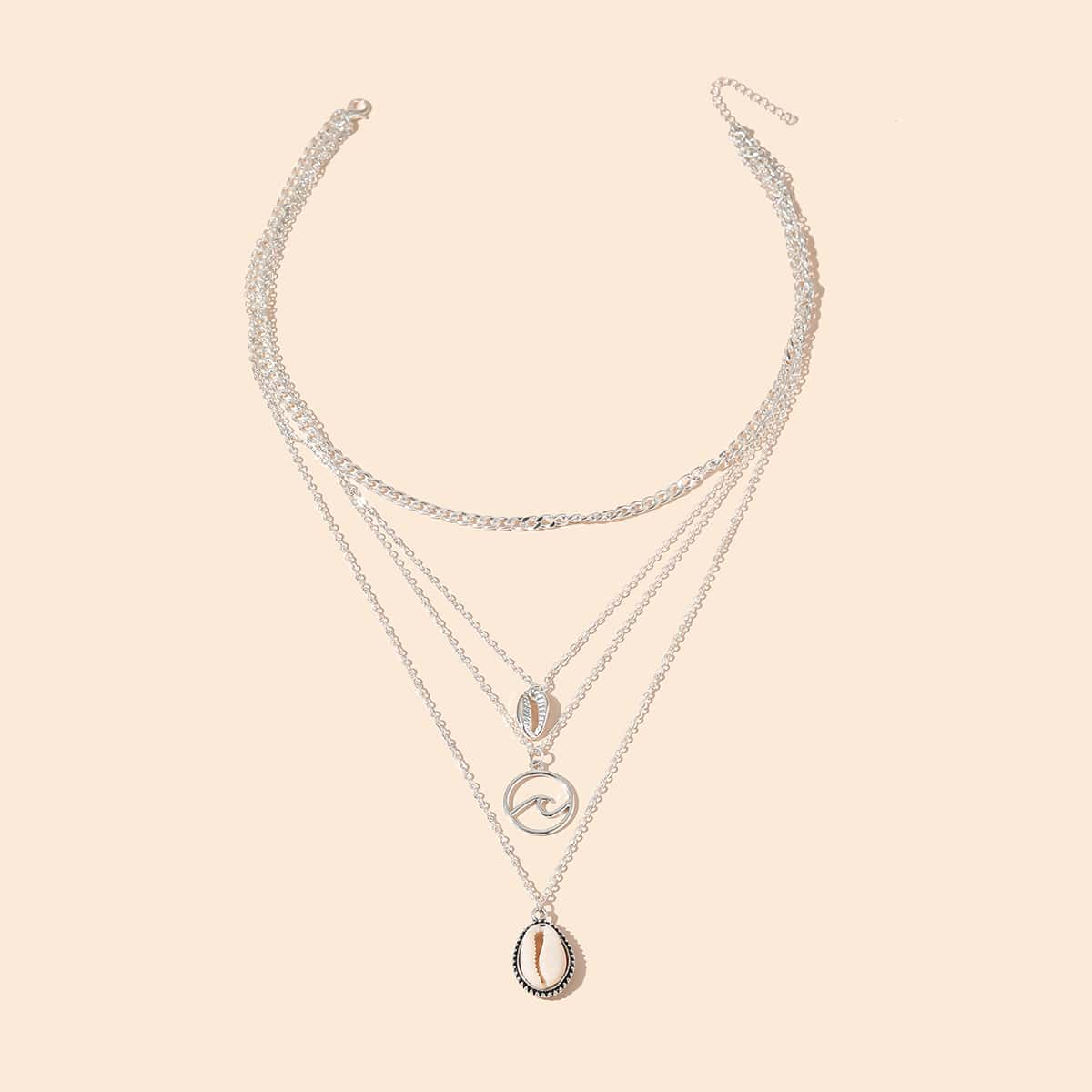 

Shell Layered Necklace, Silver