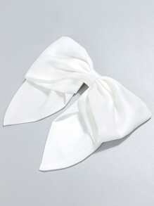 蝴蝶结装饰发夹，可爱情人节发饰，发夹，发卡，爪夹，发爪，学生用品，优雅，学院风，女士冬季穿搭，蝴蝶结，头饰，发卡 - 白色 - 查看 2