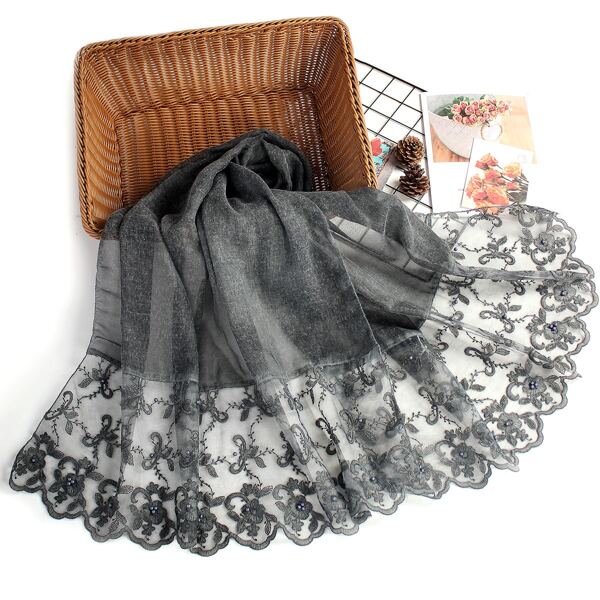 

Contrast Mesh Scarf, Black