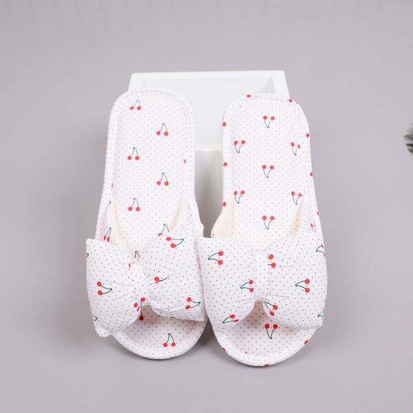 

Cherry Graphic Slippers, White