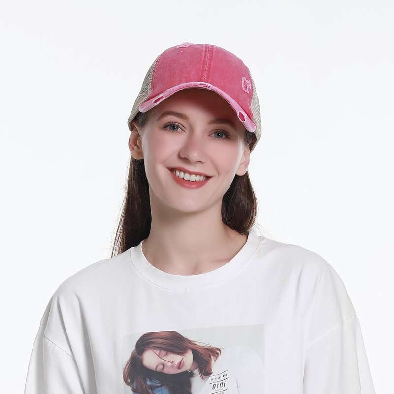 

Ripped Baseball Cap, Hot pink