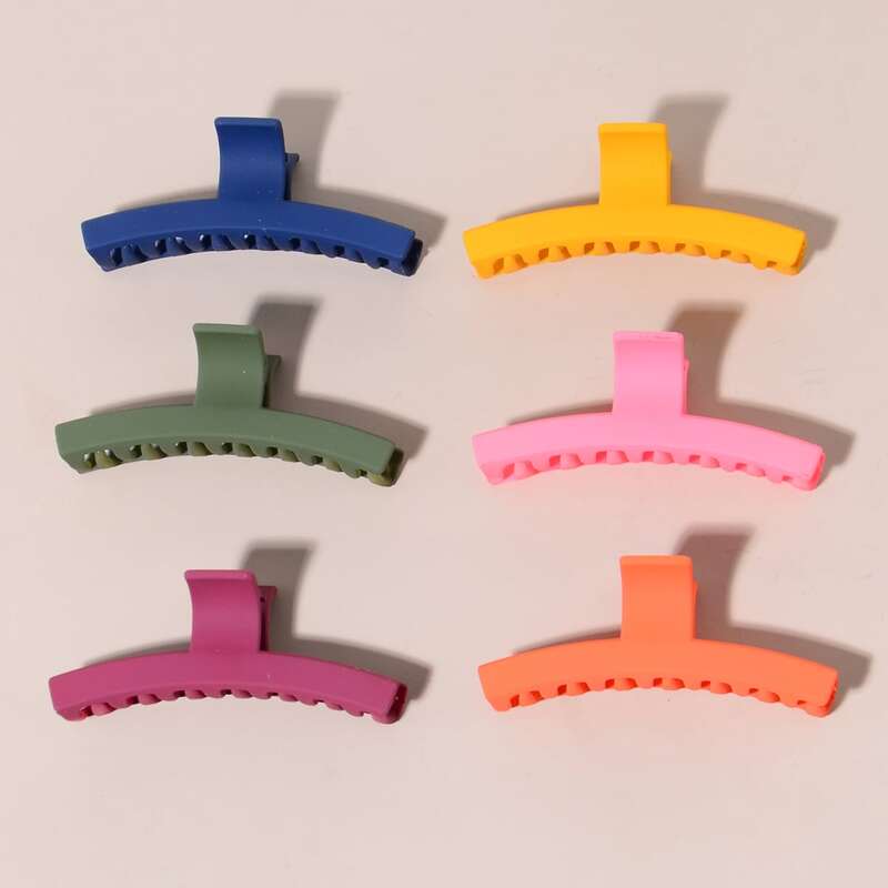 

6pcs Solid Hair Claw, Multicolor