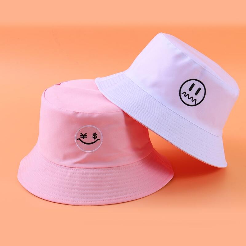 

1pc Reversible Cartoon Embroidery Bucket Hat, Multicolor